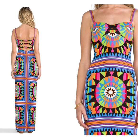 Mara Hoffman Bodycon XS Maxi Dress Long Backless Column Shakti Mosaic Sexy Print - Picture 16 of 16